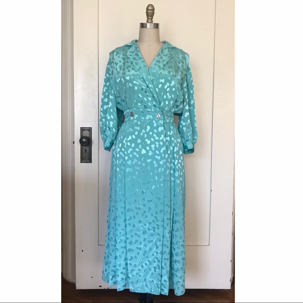 Flawless Vintage Seafoam Green Satin Dress